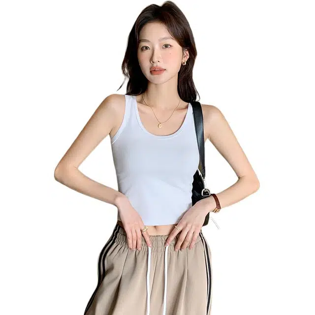 善己 纯色吊带休闲百搭无袖内搭短款修身背心 女款