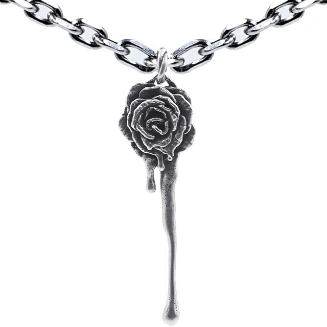 【可定制刻字】 白木黑冰 流泪玫瑰 新中式  潮流小众设计高级感 银合金 项链 女款 礼盒