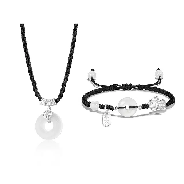 克兰茜 顺遂平安扣 事事如意 新中式国风招财纳福 小众平安聚财上班上学学生平价 礼盒 可调节 好运 玉髓 项链 女款