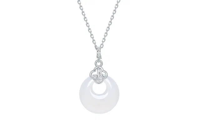 周六福 平安扣新中式时尚雅致锁骨链 玉髓 项链 男女同款情侣款