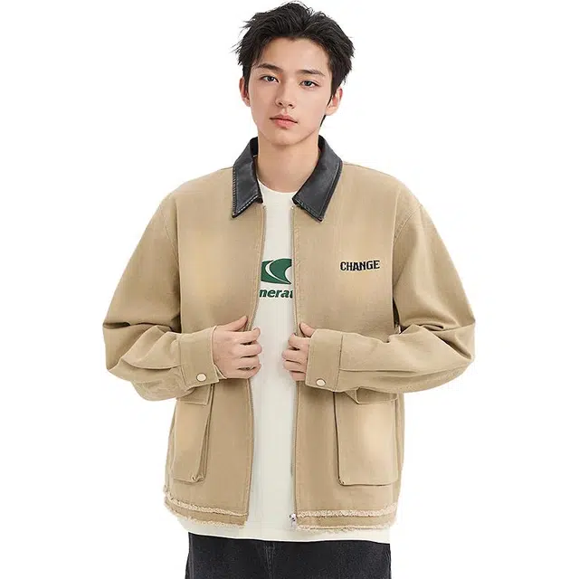 三福 时尚翻领宽松型简约夹克外套 男款