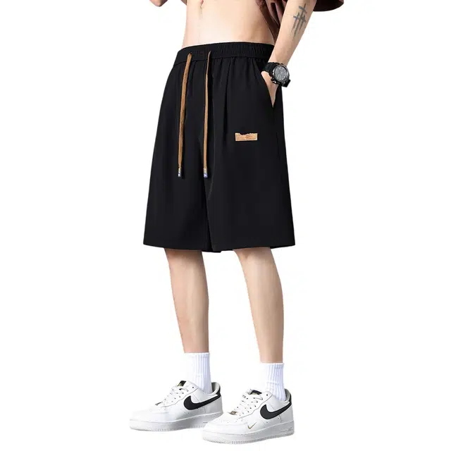 顶峰保罗 无性别主义潮牌户外垂坠顺滑运动五分裤痞帅宽松薄款裤子亲肤透气时尚百搭大码休闲短裤 男女同款