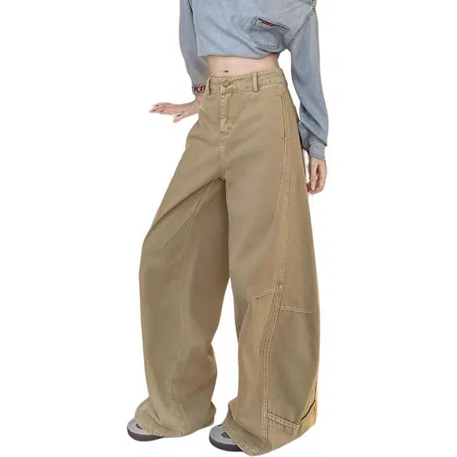 花蔓色 美式复古设计感舒适百搭阔腿裤工装裤 女款