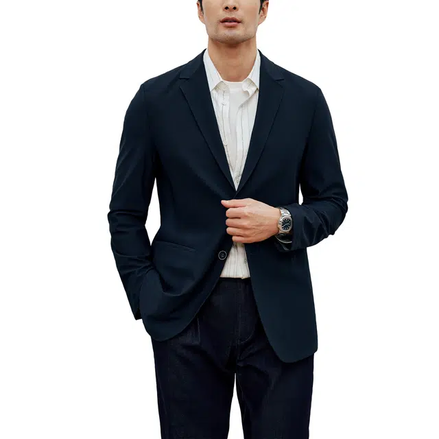 丹宁哲学 抗皱凉感高弹力西装 男款 藏青色