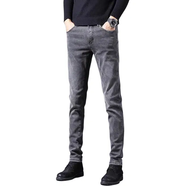 华夏儿女 韩版潮流高端牌休闲弹力耐磨小脚长裤牛仔裤 男款