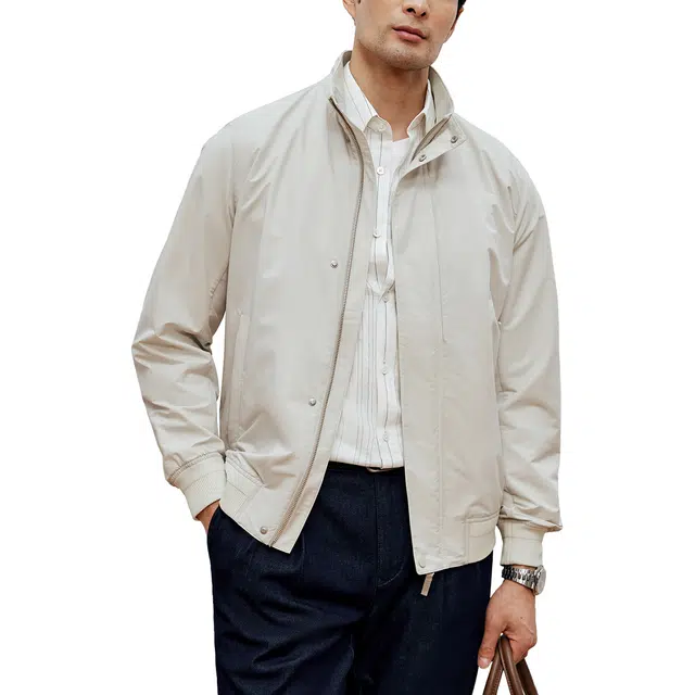 丹宁哲学 纯色舒适百搭简约休闲夹克外套 男款 米灰色