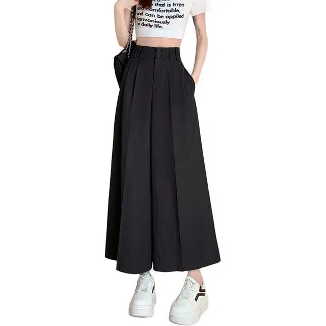 玫丝朵 百搭纯色高腰宽松直筒休闲裤 女款