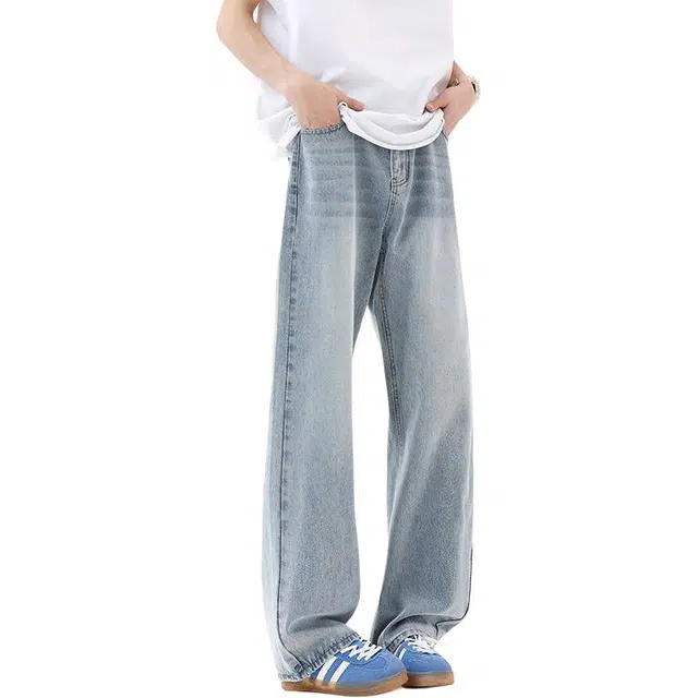 宝米卡 直筒高街休闲长裤牛仔裤 男女同款