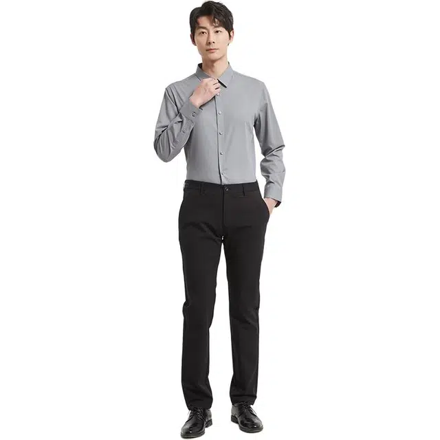 古鲨 百搭中腰修身时尚舒适纯色长裤休闲裤 男款