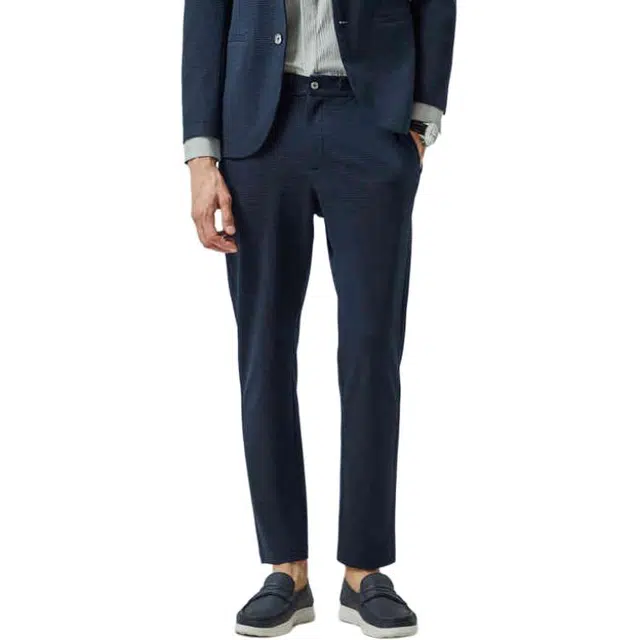迪柯尼 舒适纯色商务绅士西装裤 男款 深宝蓝