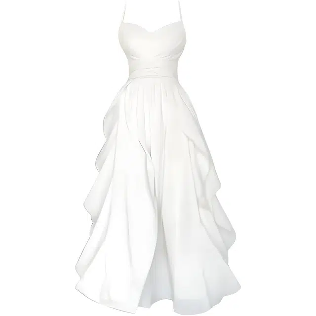 小卷要加油 甜美温柔收腰长裙气质名媛吊带连衣裙 女款