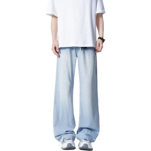 微牛 夏款美式韩版时尚高街牌修身长裤牛仔裤 男款