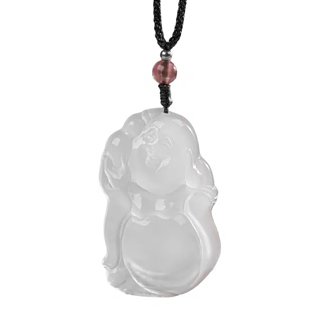 素于 【诸事顺利】国潮新中式温润典雅好运连连简约通勤时尚大气百搭弥勒佛佛公转运吊坠锁骨链#好运配饰 玉髓 项链 男女同款情侣款