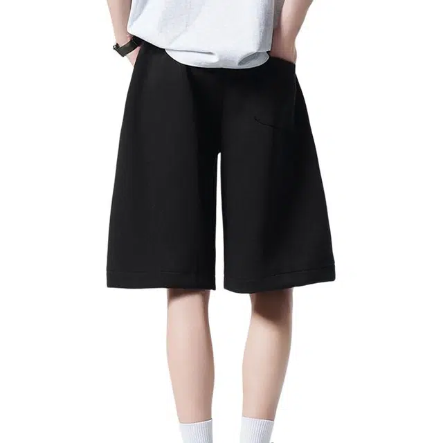 颂希尔 宽松潮流美式直筒拼接五分运动休闲短裤 男女同款