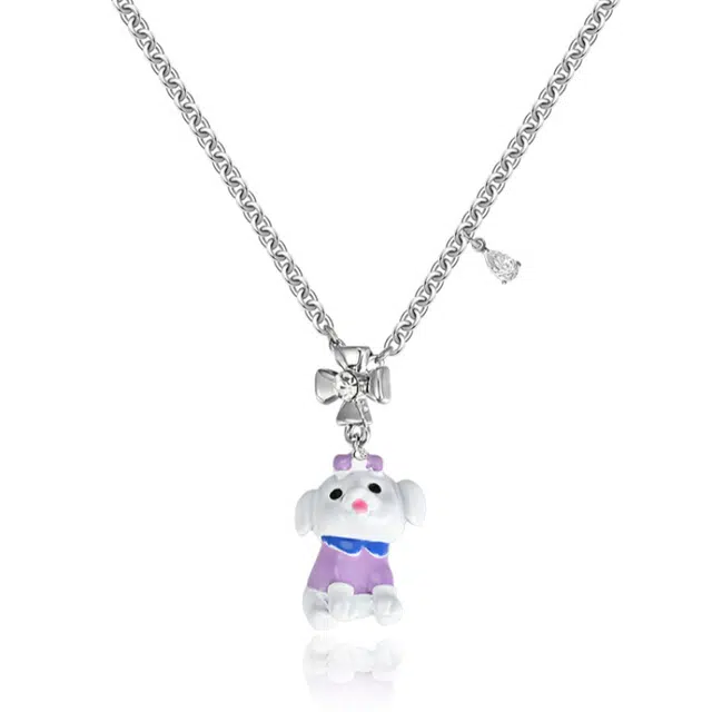 暖瞳 滴油可爱小狗原创设计高级感轻奢小众锁骨链 合金 项链 女款