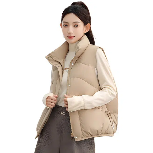 鸭鸭 保暖时尚百搭韩版洋气立领拉链纯色羽绒服 女款