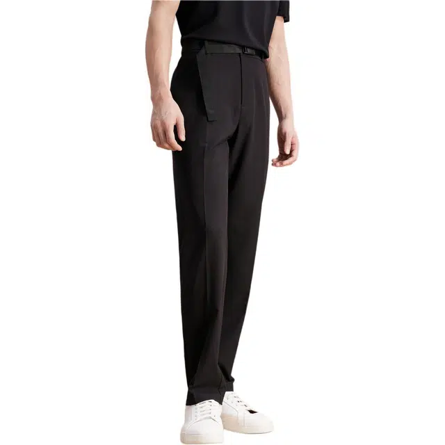 依文 纯色时尚商务休闲裤 男款 黑色