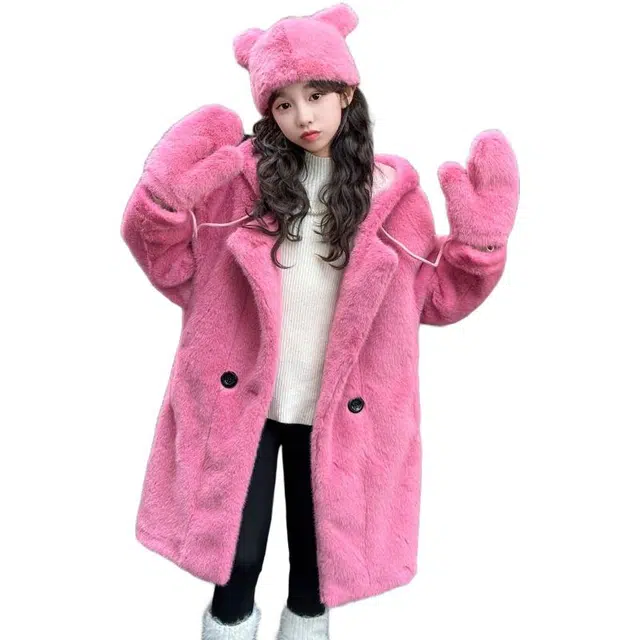 雅鹿大衣 连帽简约舒适长袖 树莓粉 青少年