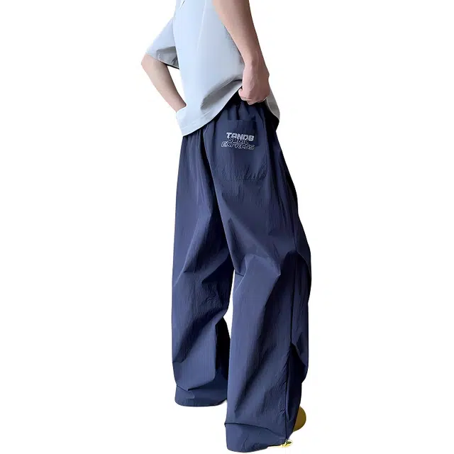 单爵 冰丝速干阔腿裤男夏季薄款美式裤子休闲裤 男女同款