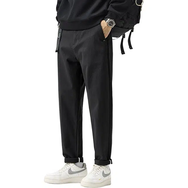 帝狼牛 纯色简约宽松松紧腰户外哈伦百搭 休闲裤 男女同款