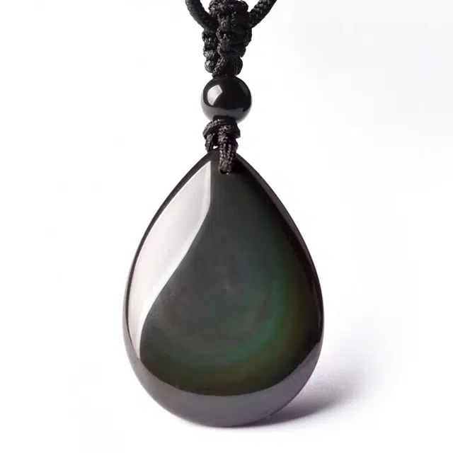 灵菲 「极简主义」水滴转运新中式国潮复古黑色商务 黑曜石 玉石项链 男女同款情侣款 礼盒