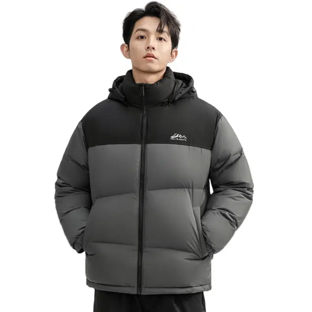 鸭鸭 户外极寒尚韩版休闲百搭拼色短款外套运动保暖可拆卸面包羽绒服 男女同款