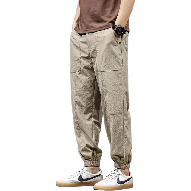 潮人榜 薄款宽松大码束脚裤子美式运动哈伦潮牌速干休闲裤 男女同款