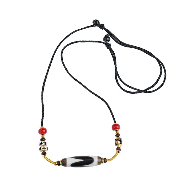 布达拉宫 牙珠吊坠转运珠西藏藏式 玛瑙 挂绳颈链挂件项链 男女同款情侣款