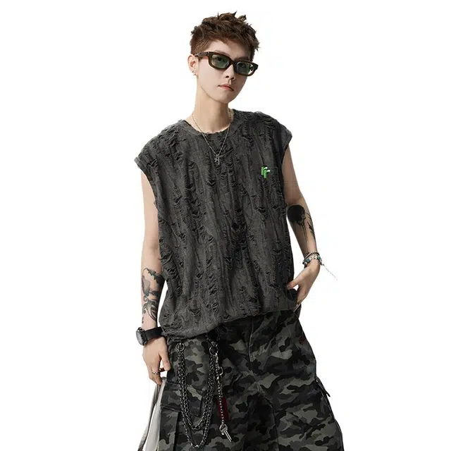 佐菲利 美式纯色坎肩运动健身无袖背心 男款