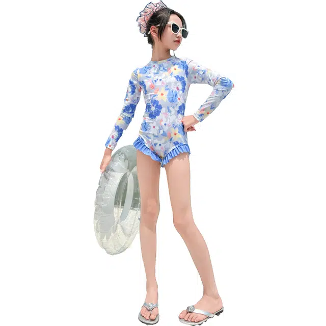 泰迪珍藏儿童泳装 透气潮流亲肤百搭洋气 蓝色 儿童款