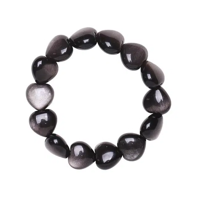 千叶珠宝 爱心猫眼富转运珠简约百搭#好运 黑曜石 手串 男女同款情侣款