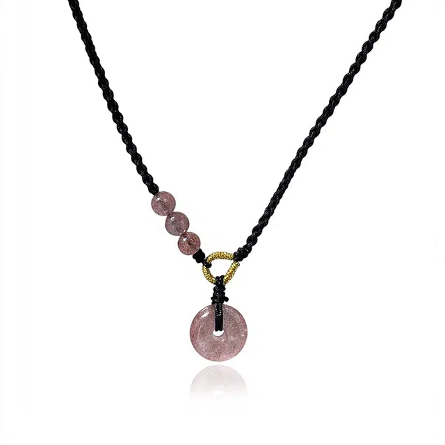 克兰茜 三生三世长款毛衣链 新中式国潮复古简约小众精致设计高级感 浪漫氛围日常百搭 精美礼盒 可调节好运石英岩质玉 草莓晶 项链 女款