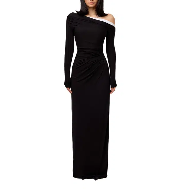 NAKED WARDROBE Smooth One-Shoulder Maxi Dress