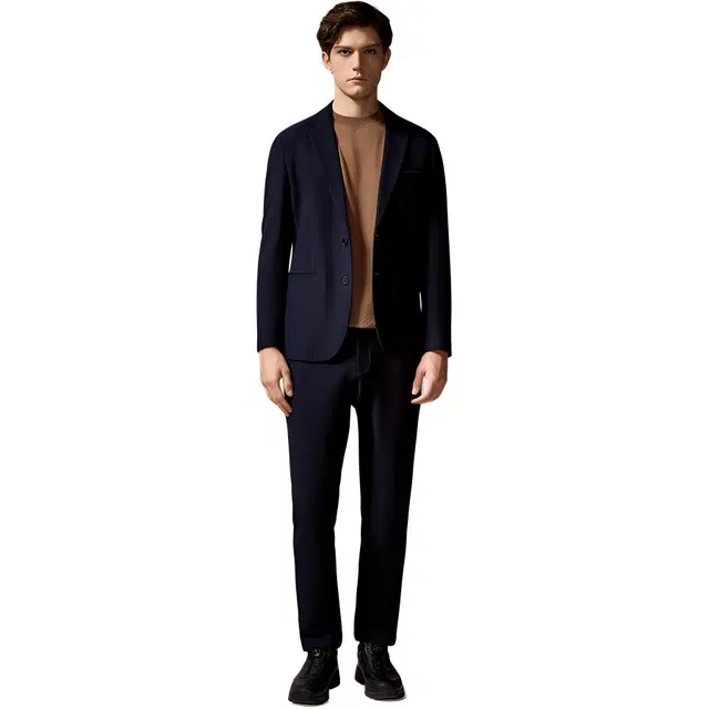 迪柯尼 肌理灯芯绒纯色休闲西装裤 男款 深宝蓝