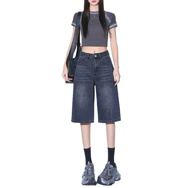 玫丝朵 港风时尚舒适百搭牛仔短裤 女款