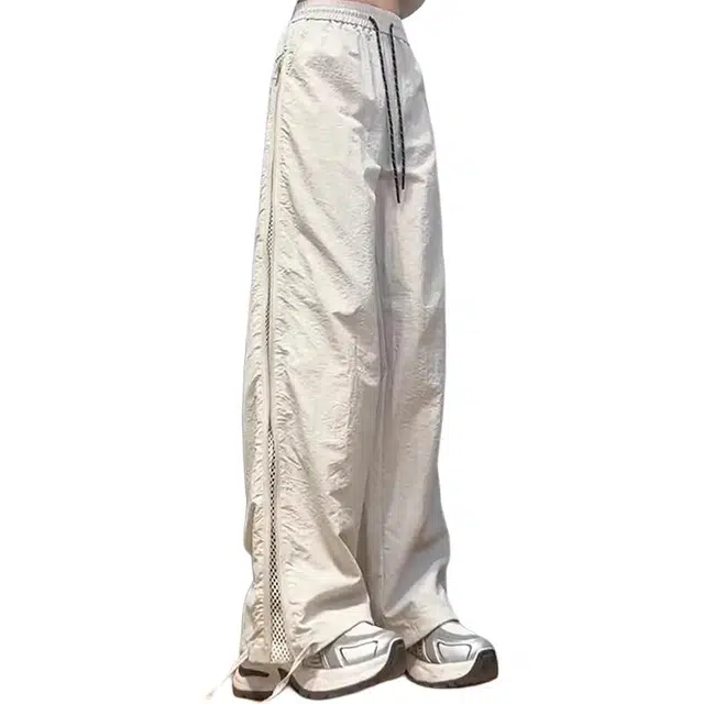 黑马漫画 侧边拉链网眼透气冰丝裤子男款夏季薄款美式速干工装裤户外登山休闲裤 男女同款