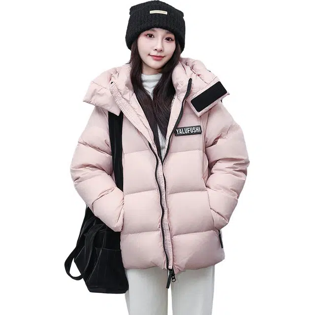 雅鹿 通勤短款连帽拉链长袖羽绒服 男女同款