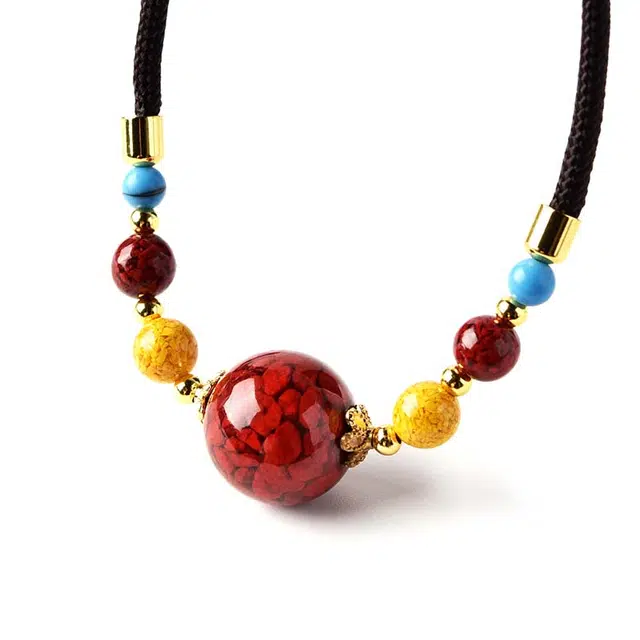 【时来运转】 灵菲 保真雄黄晶体砂锁骨链 新中式小众设计转运珠 本命年蛇年招财纳福吉祥礼盒#好运 再造辰砂朱砂 项链 女款