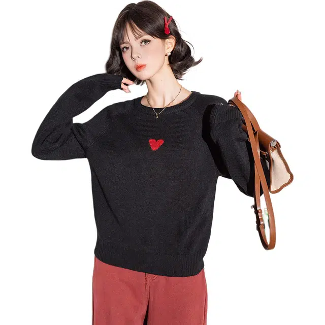 法文箱子 通勤圆领宽松长袖毛衣 女款