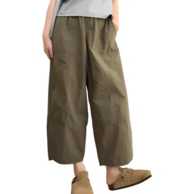 小卷要加油 透气舒爽日系高质棉九分超薄直筒休闲裤 女款