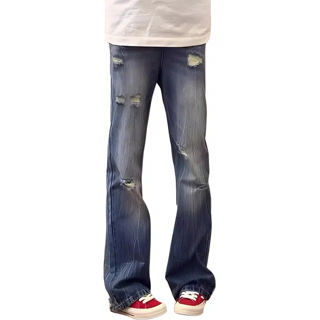 单爵 美式复古百搭舒适潮流时尚时髦牛仔裤 男女同款 天蓝色