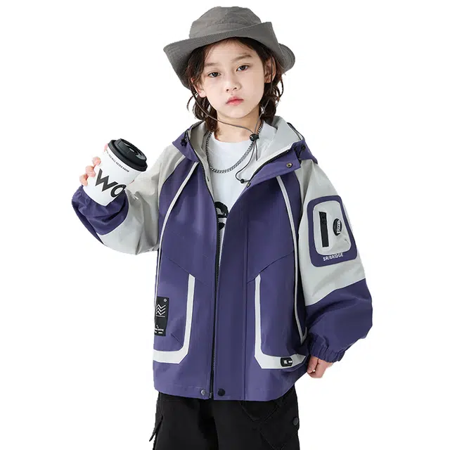 雅鹿夹克外套 舒适连帽亲肤 紫色 儿童款