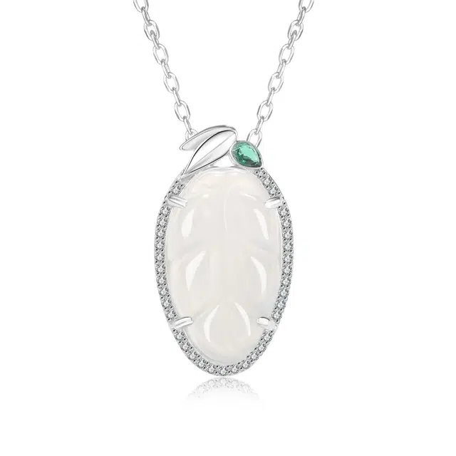 【细腻光滑】 帝苏行 翠叶玉润 新中式国潮 吉祥如意平安顺遂 好运 简约小众设计 玉髓 项链 女款