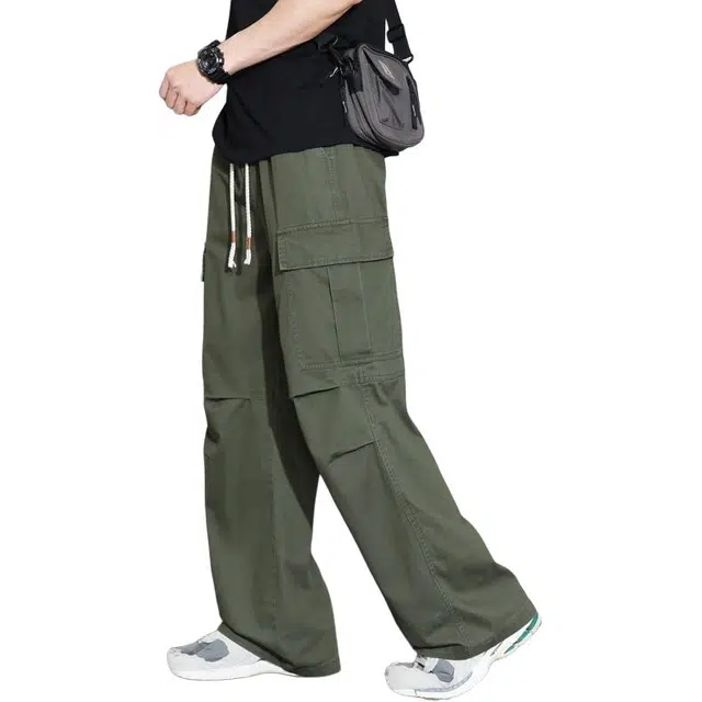 顶峰保罗 凉感舒适宽松百搭工装直筒长裤美式潮牌复古高街小众百搭运动抽绳阔腿休闲裤 男女同款