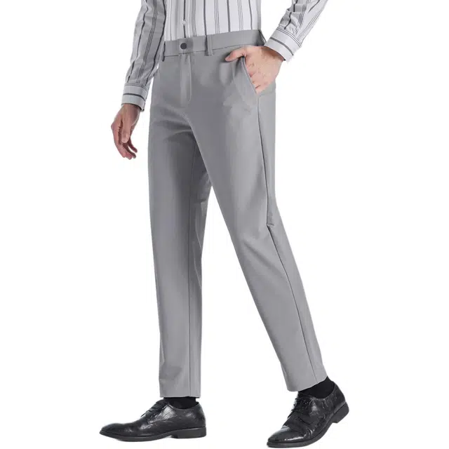 利郎 商务纯色直筒舒适微弹斜插袋休闲裤 男款 浅灰色