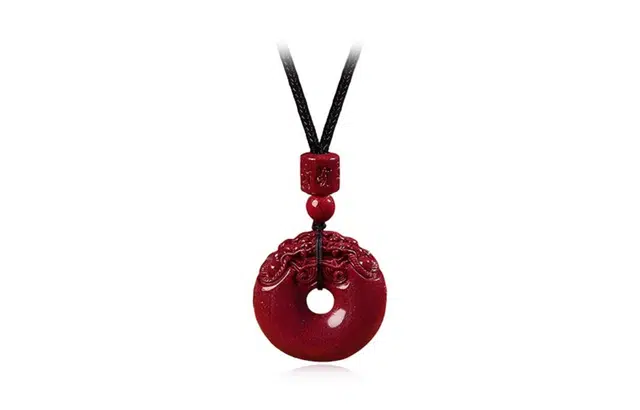 百利金 貔貅平安扣 国潮复古新中式平安转运气质轻奢创意设计吞金兽转运珠吊坠锁骨链 再造辰砂朱砂 项链 男女同款情侣款