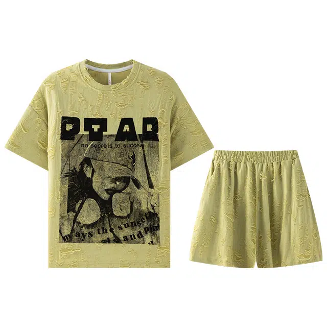 兰缪 短袖短裤女圆领套头夏季流行时尚休闲大码可外穿家居服 睡衣套装 女款