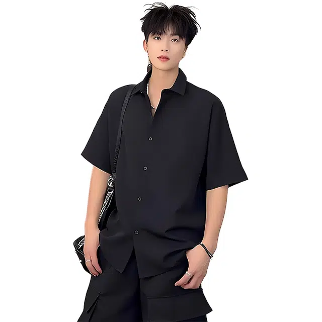单爵 夏季冰丝垂坠感美式防晒短袖衬衫 男女同款