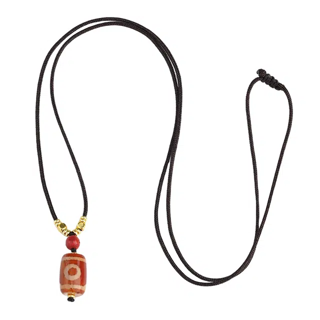 布达拉宫 红肉一眼靠山天珠朱砂藏式编绳颈饰高级感 玛瑙 项链 男女同款情侣款