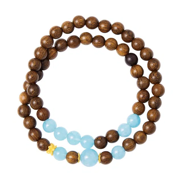 宣华意 新中式复古国风小众高级感双圈#好运 金丝檀木 手串 女款